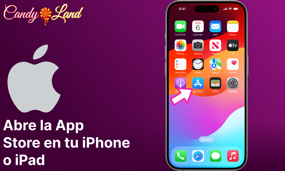 Abre la App Store en tu iPhone o iPad para instalar la aplicación Candyland Casino