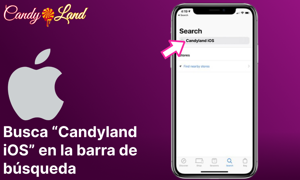 Busca “Candyland iOS” en la barra de búsqueda para descargar la aplicación Candyland Casino