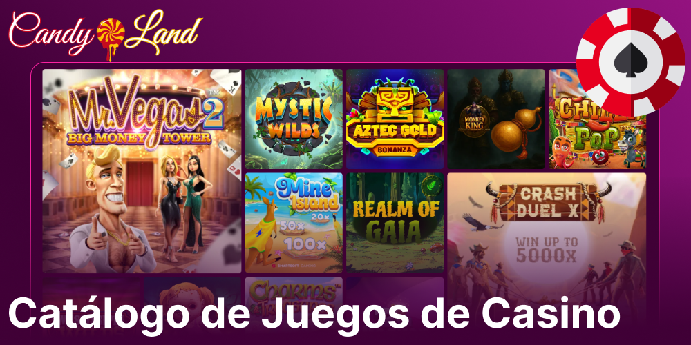 Juegos de casino presentados en Candyland Casino para jugadores españoles.