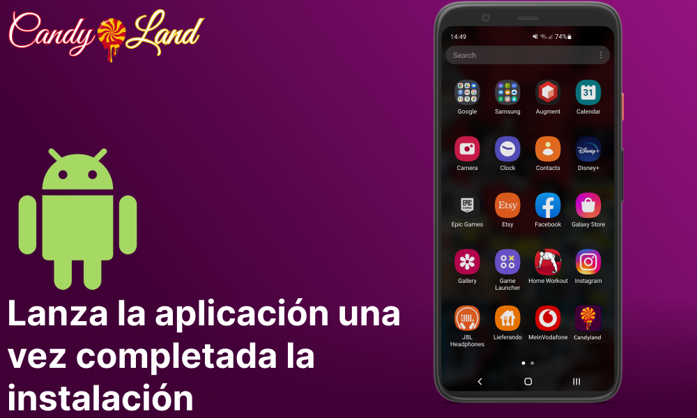Lanza la aplicación una vez completada la instalación de la aplicación Candyland Casino