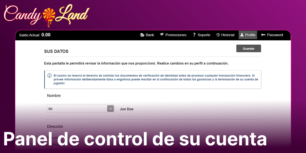 Descripción general de la cuenta de jugador de Candyland Casino España