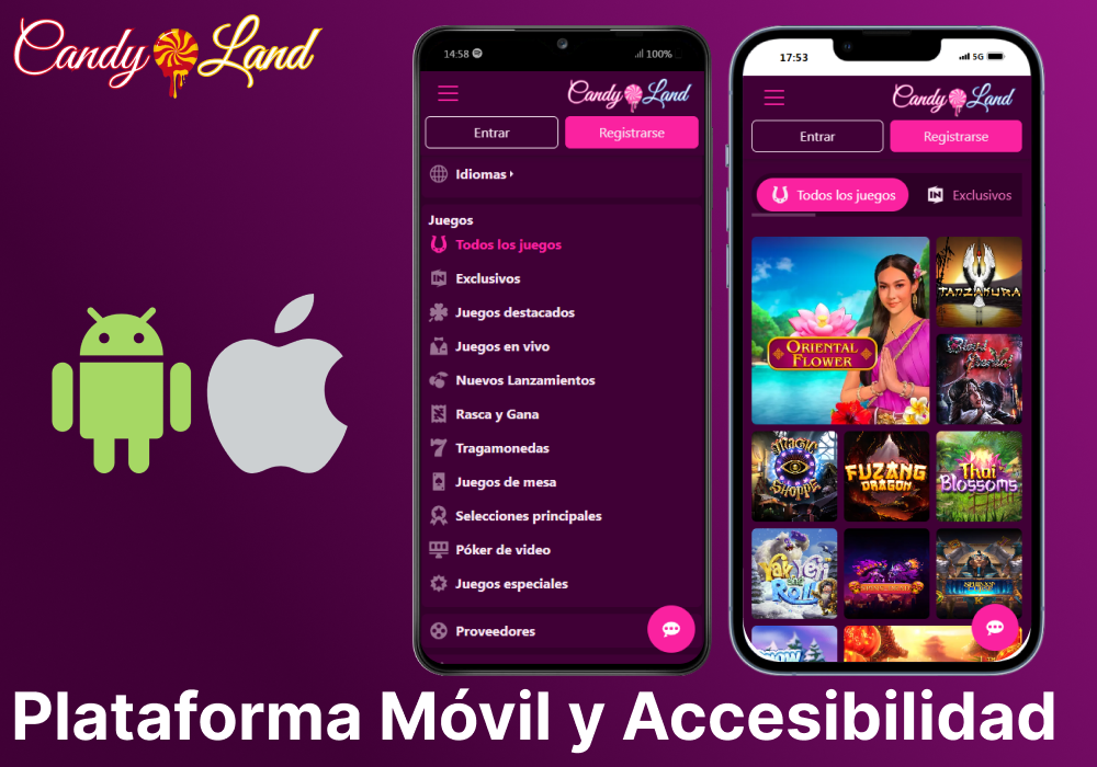 Versión móvil de Candyland Casino para jugadores de España.