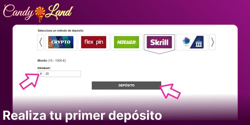 Realiza tu primer depósito en Candyland Casino