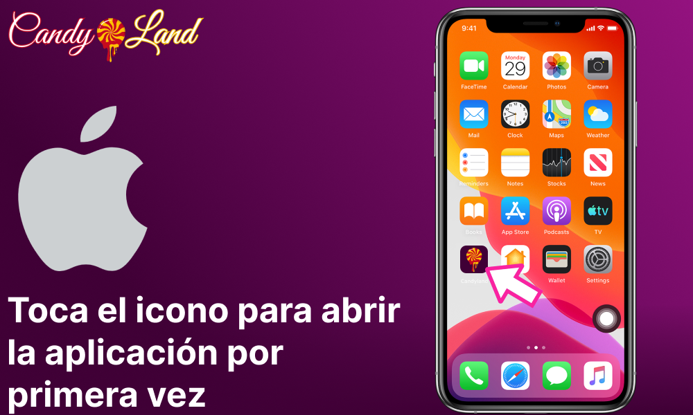 Toca el icono de Casndyland Casino para abrir la aplicación por primera vez
